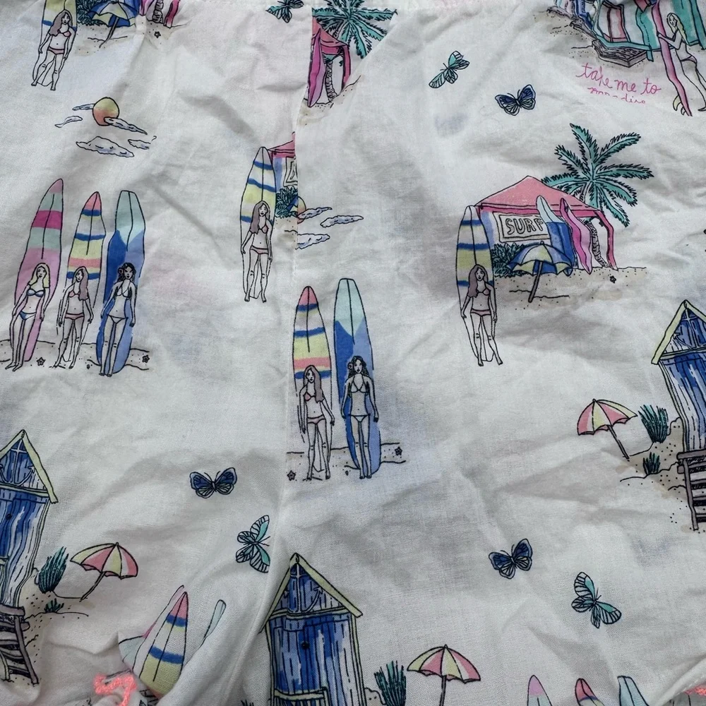 Victoria's Secret White Printed‎ Beach/Surf Scene Lounge Shorts, L - Picture 7 of 12